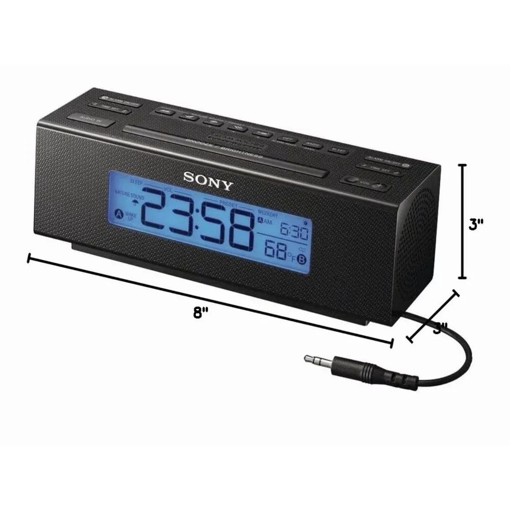 Sony ICF-C707 Dream Machine Clock Radio Blue LCD Dual Alarm Thermometer